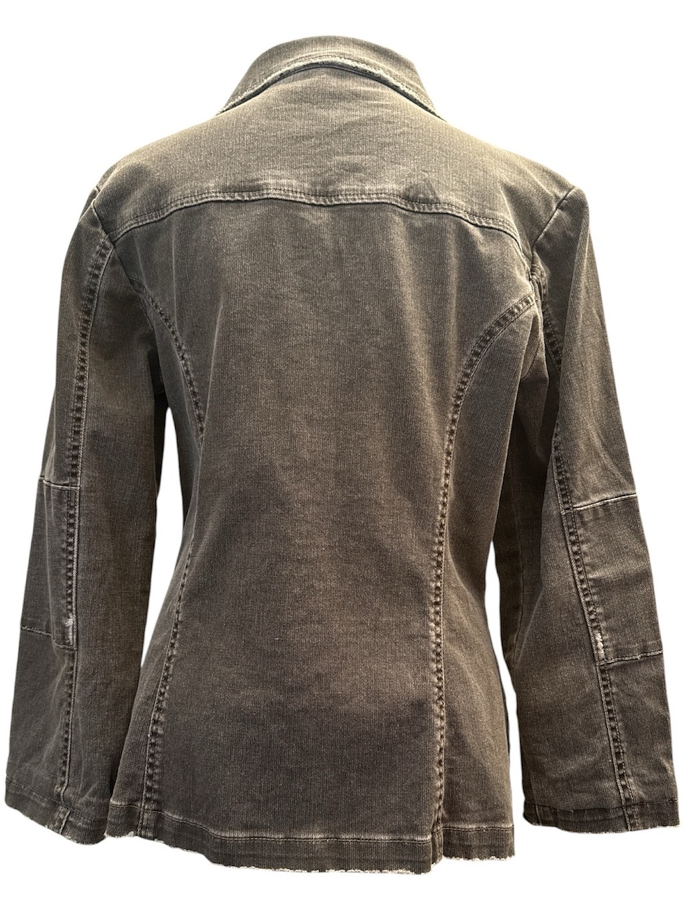 Z. Cavaricci Washed Gray Distressed Button-Front Jean Jacket - Picture 2 of 6